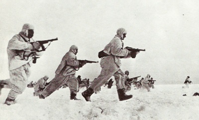 Soviet troops counter attack during the Battle of Moscow