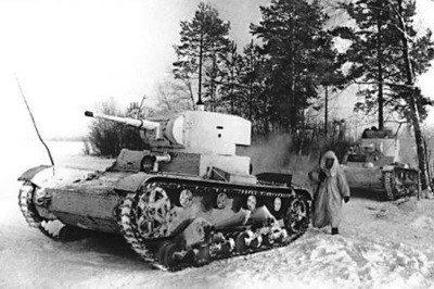 Soviet T-26 tank during the Winter counteroffensive